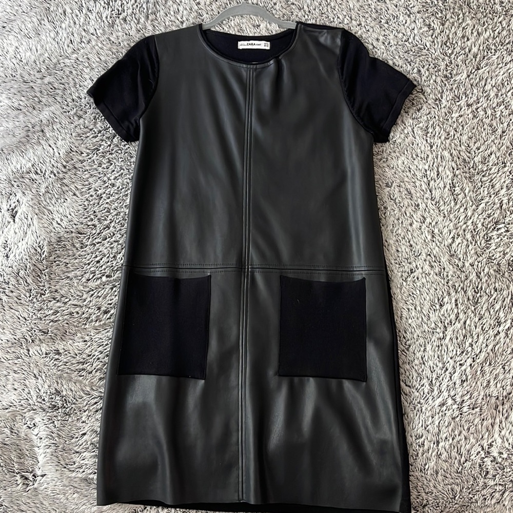leather/sweater mini dress